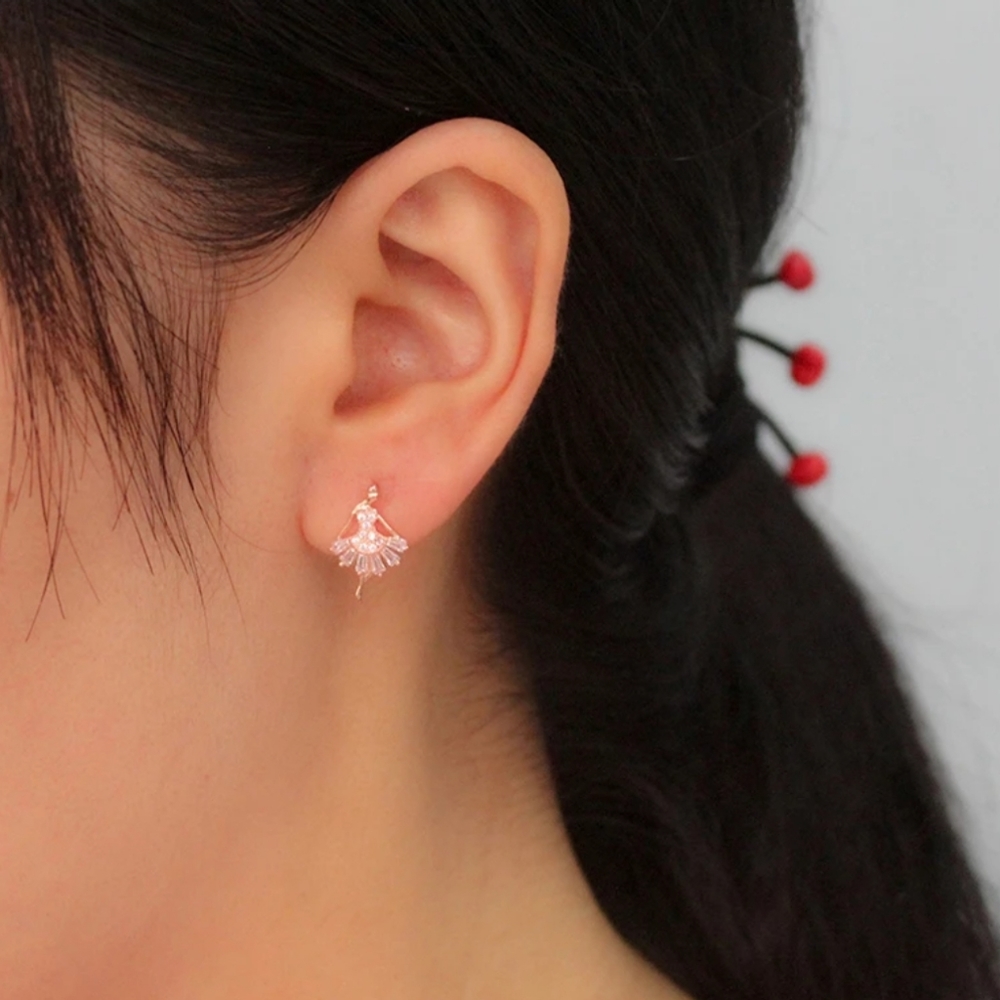 .925 Sterling Silver Rose Gold or Silver Ballerina - Picture 3 of 5